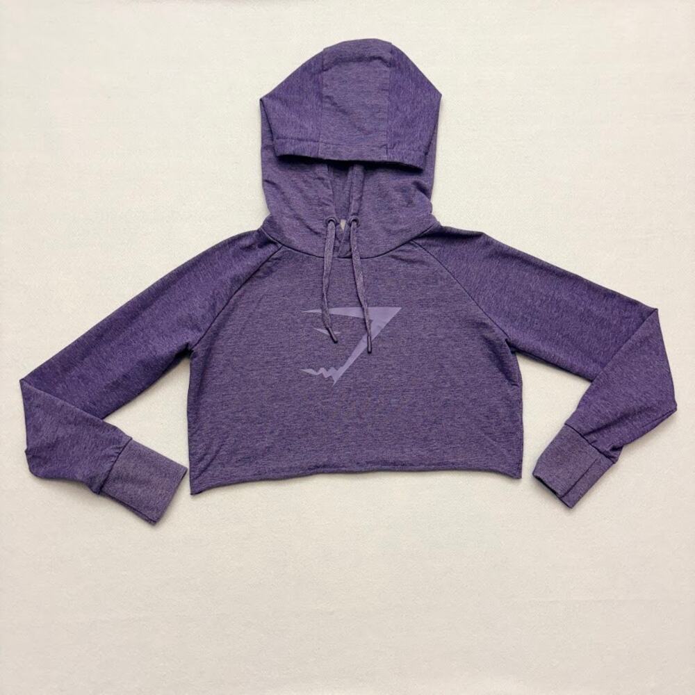 Gymshark Purple Marl Cropped Pullover Hoodie Womens Size XS
